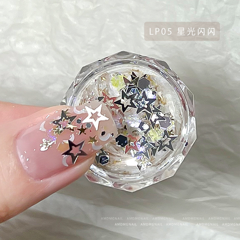 The 2024 new style of nail sequins is a popular and trendy four-star heart-shaped star pink glitter nail decoration for girls pic 6
