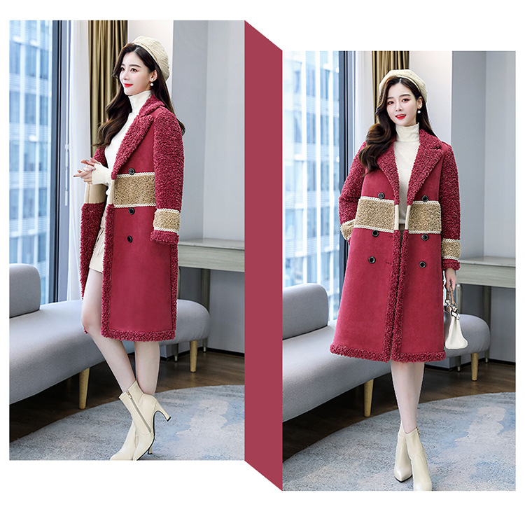 A new and fashionable Korean-style granular fleece and fur integrated woolen coat for women in winter pic 11