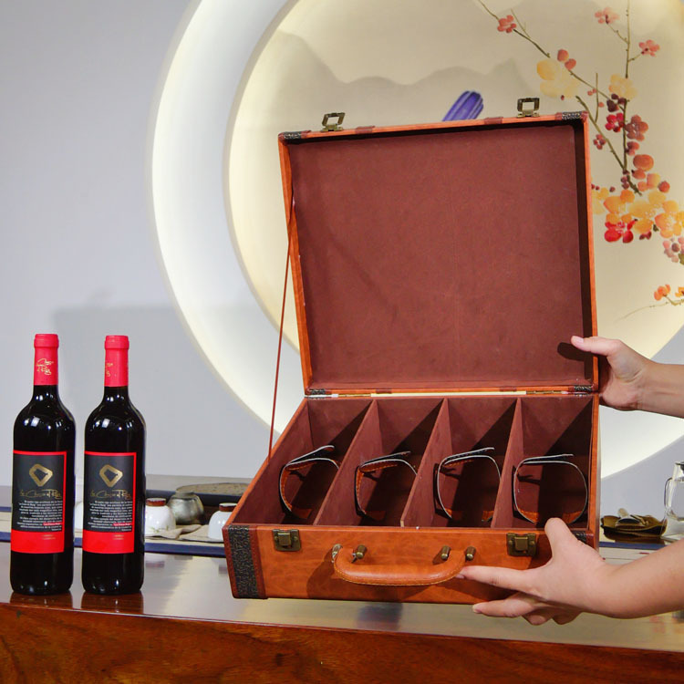 Four red wine gift boxes, red wine leather boxes, antique box series, red wine boxes, Mid-Autumn Festival gift boxes, red wine packaging gift boxes pic 18