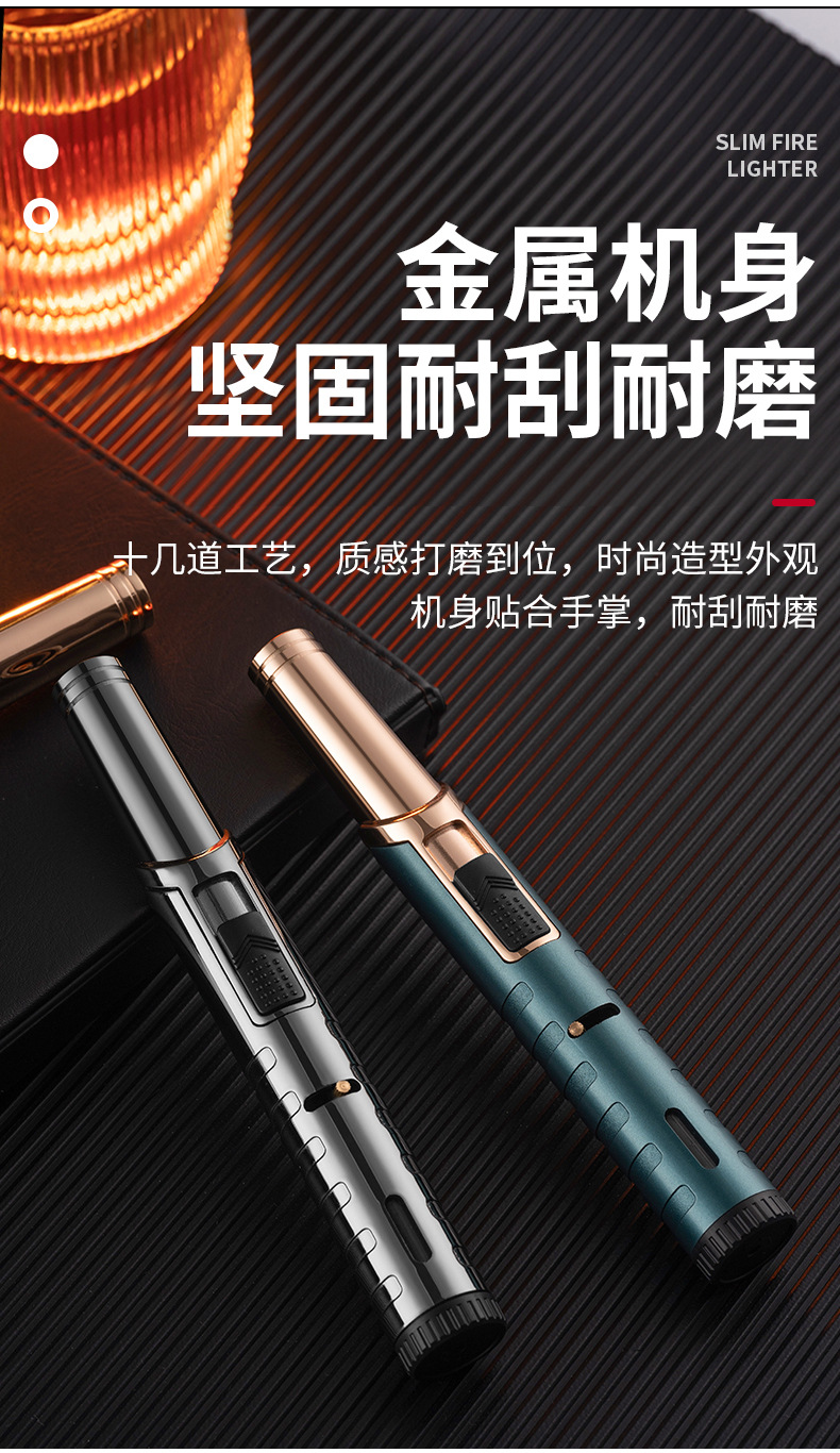 Simple moxibustion windproof lighter, cigar red mini compact high-temperature resistant creative inflatable Wenzhou lighter pic 23