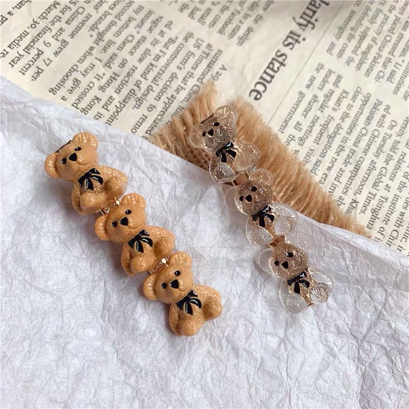 Little bear hair clips, cute Korean side straight clips, Japanese bangs clips, BB clips, side clips, gentle summer girls pic 2
