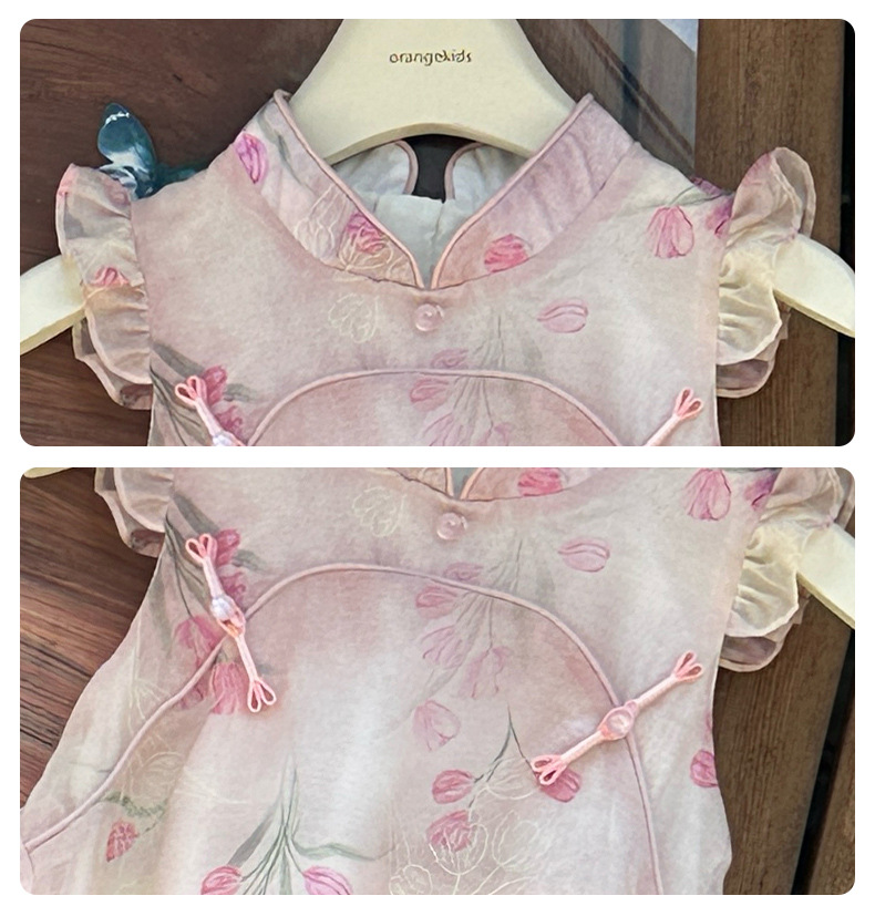 国潮女童夏装汉服套装新中式无袖两件套儿女详情8