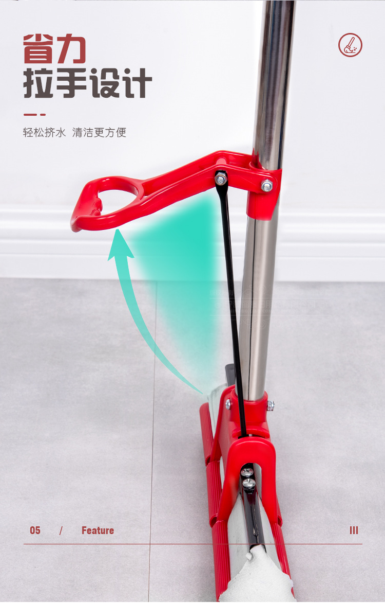 家用不锈钢滚轮式胶棉吸水海绵挤水拖把免手洗懒人拖布硬胶棉头详情18