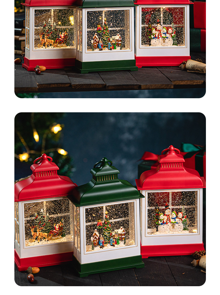 跨境圣诞节礼物风灯老人装饰品桌面手提场景布置工艺品飘雪花礼品详情11