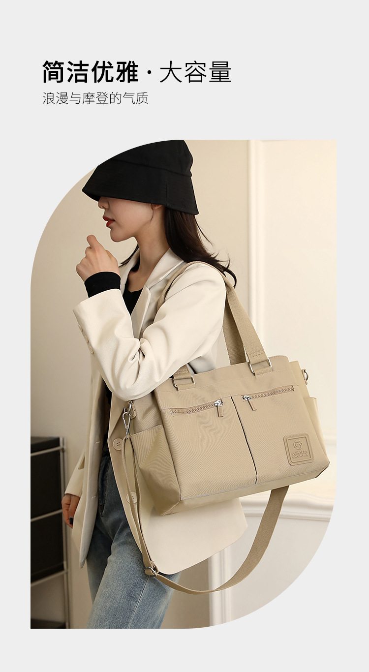 跨境女包大容量休闲尼龙托特包新款轻便单肩多隔层实用斜挎包详情12