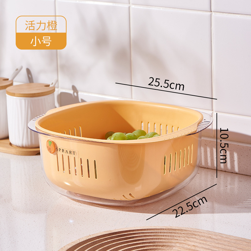 Double-layer draining basket, plastic vegetable washing basket, multi-functional kitchen and living room fruit and vegetable basket pic 5