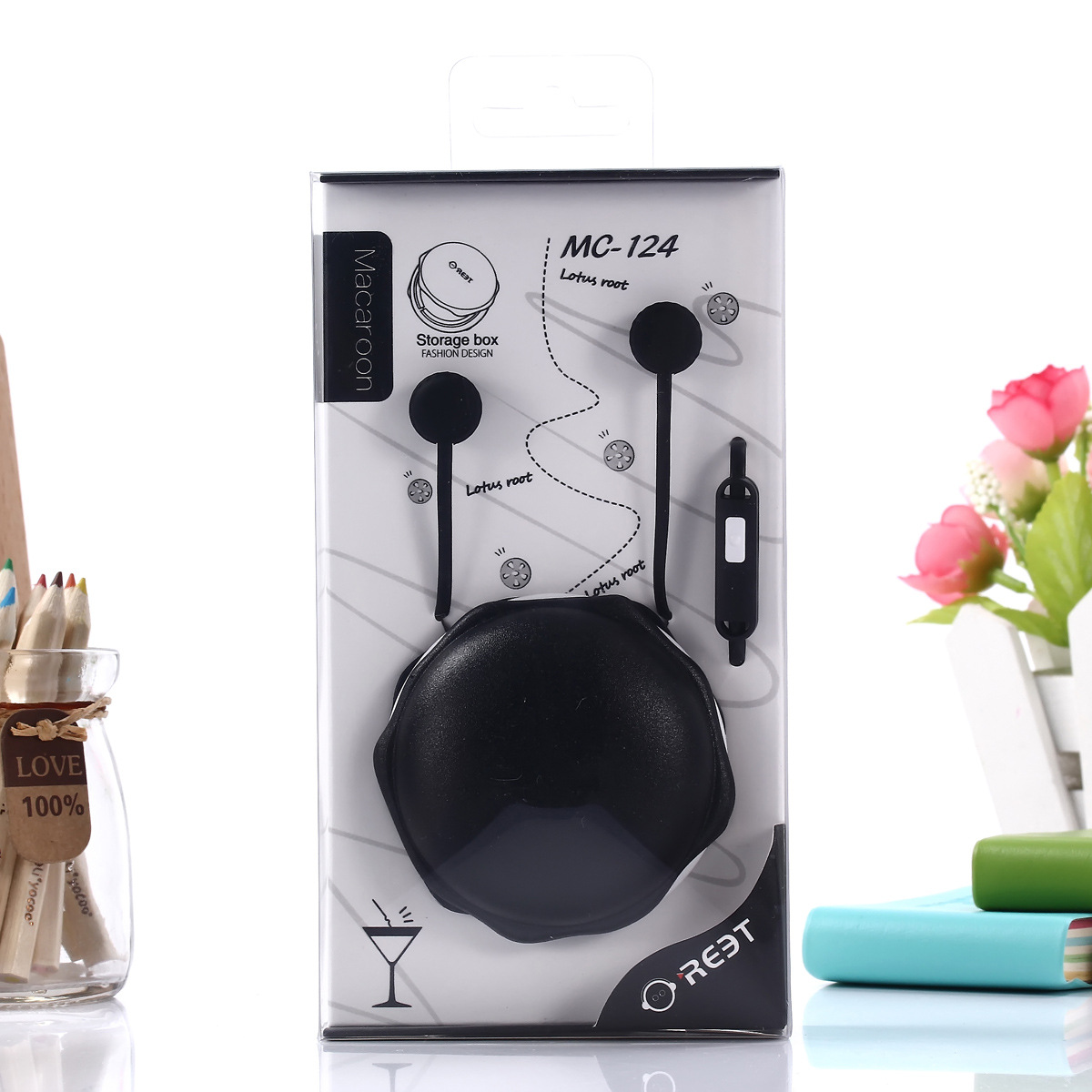 The manufacturer wholesals new cartoon wired in-ear headphones in candy-colored macaron storage cases and student mobile phone headphones pic 31