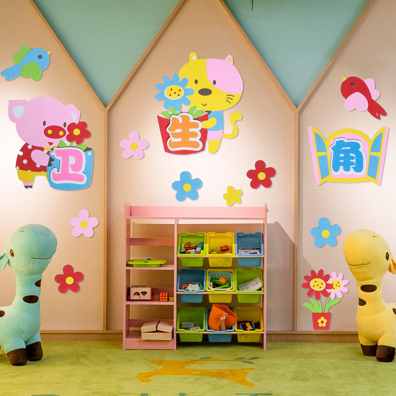 学生幼儿园图书馆卧室儿童房贴纸墙贴3D时尚自粘墙贴墙报栏详情1