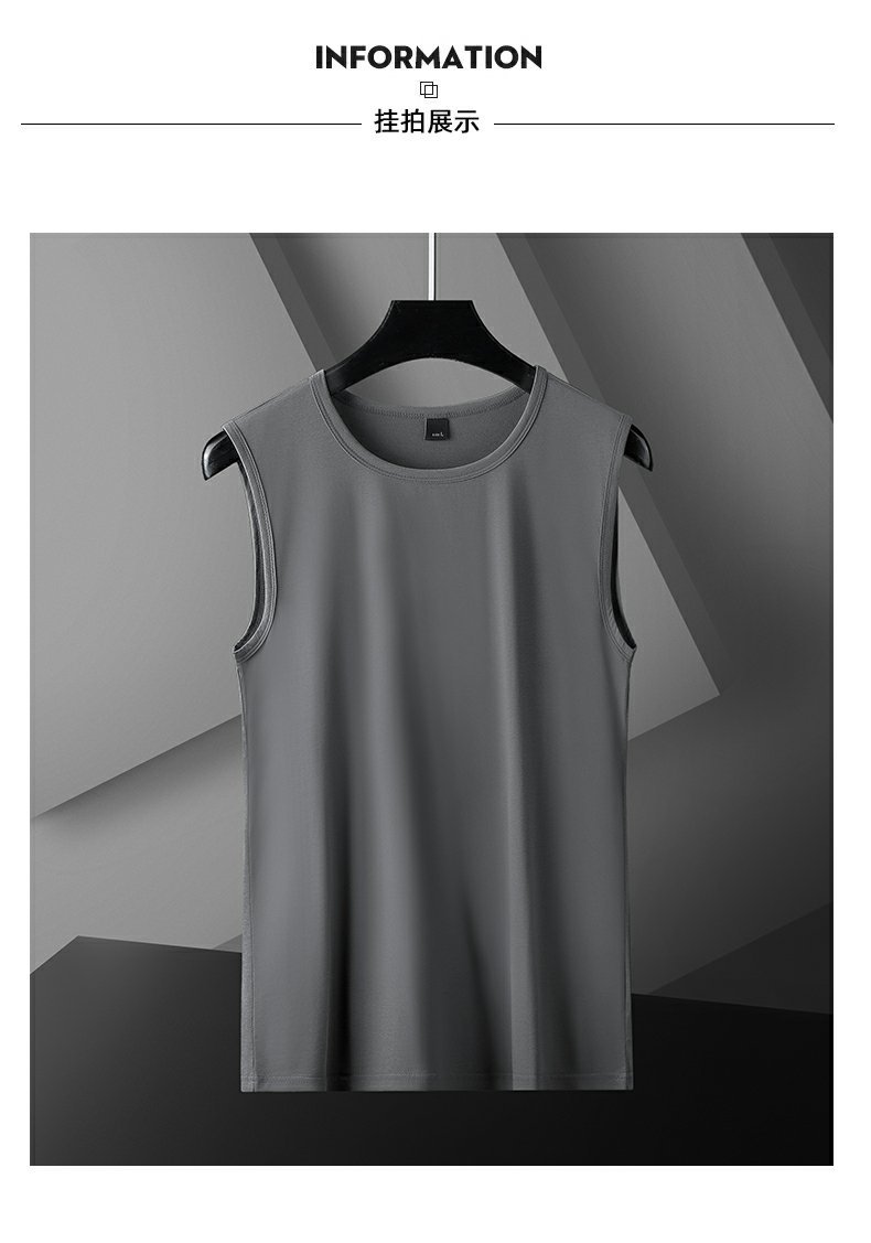 冰丝感莫代尔背心男士夏季薄款坎肩运动健身跨栏速干内穿无袖t恤详情12