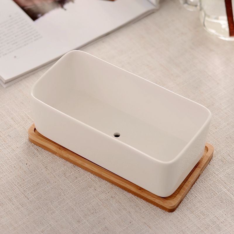 Best-selling succulent plant ceramic flowerpots, simple succulent flowerpots, creative rectangular POTS, white porcelain flowerpots pic 5