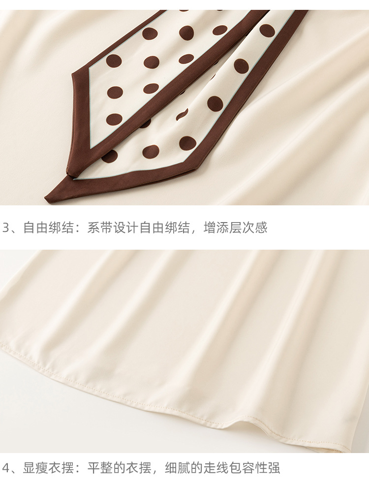 衬衫女2024秋季新款时尚气质韩版V领波点蝴蝶结系带减龄长袖上衣详情9