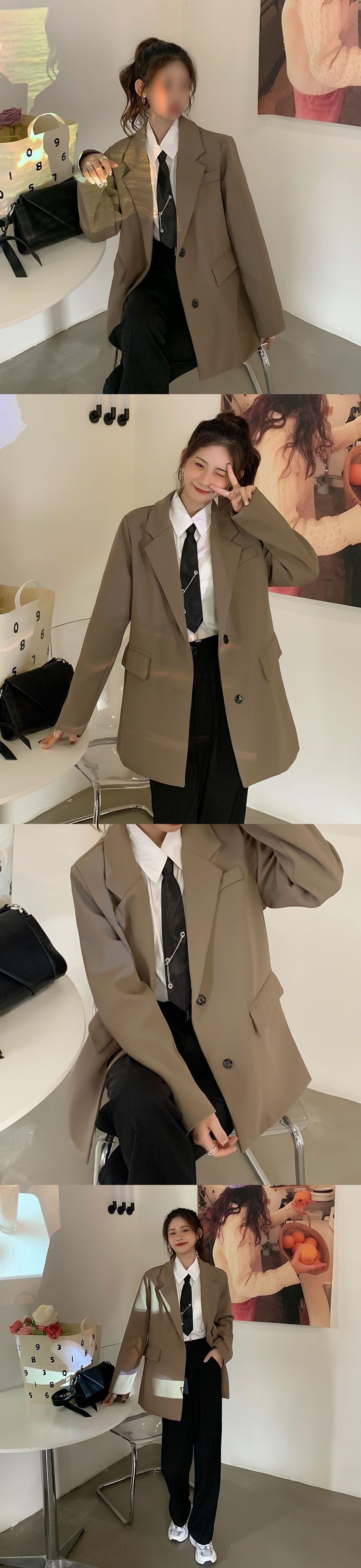 Gentle little suit jacket for women ins2022 Spring and Autumn new vox casual suit for women white top cross-border pic 2