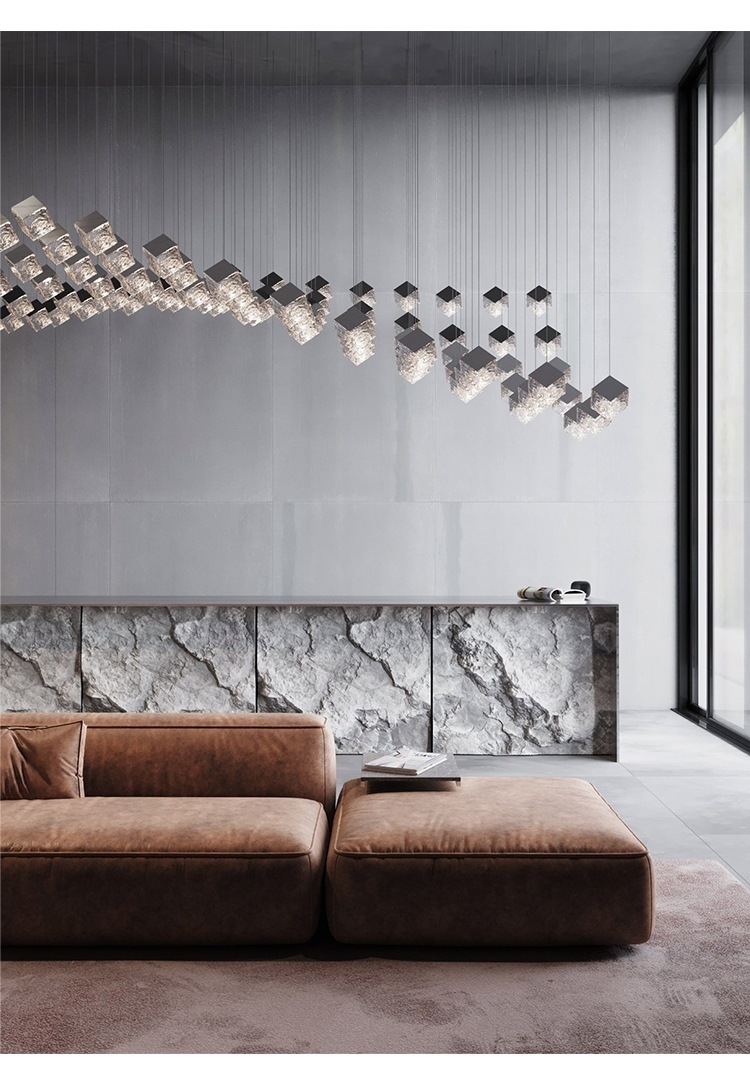 Restaurante personalidad loft duplex escalera cubitos de hielo diseñador creativo nórdico departamento de ventas dormitorio cabecera pequeña lámpara de araña pic 3