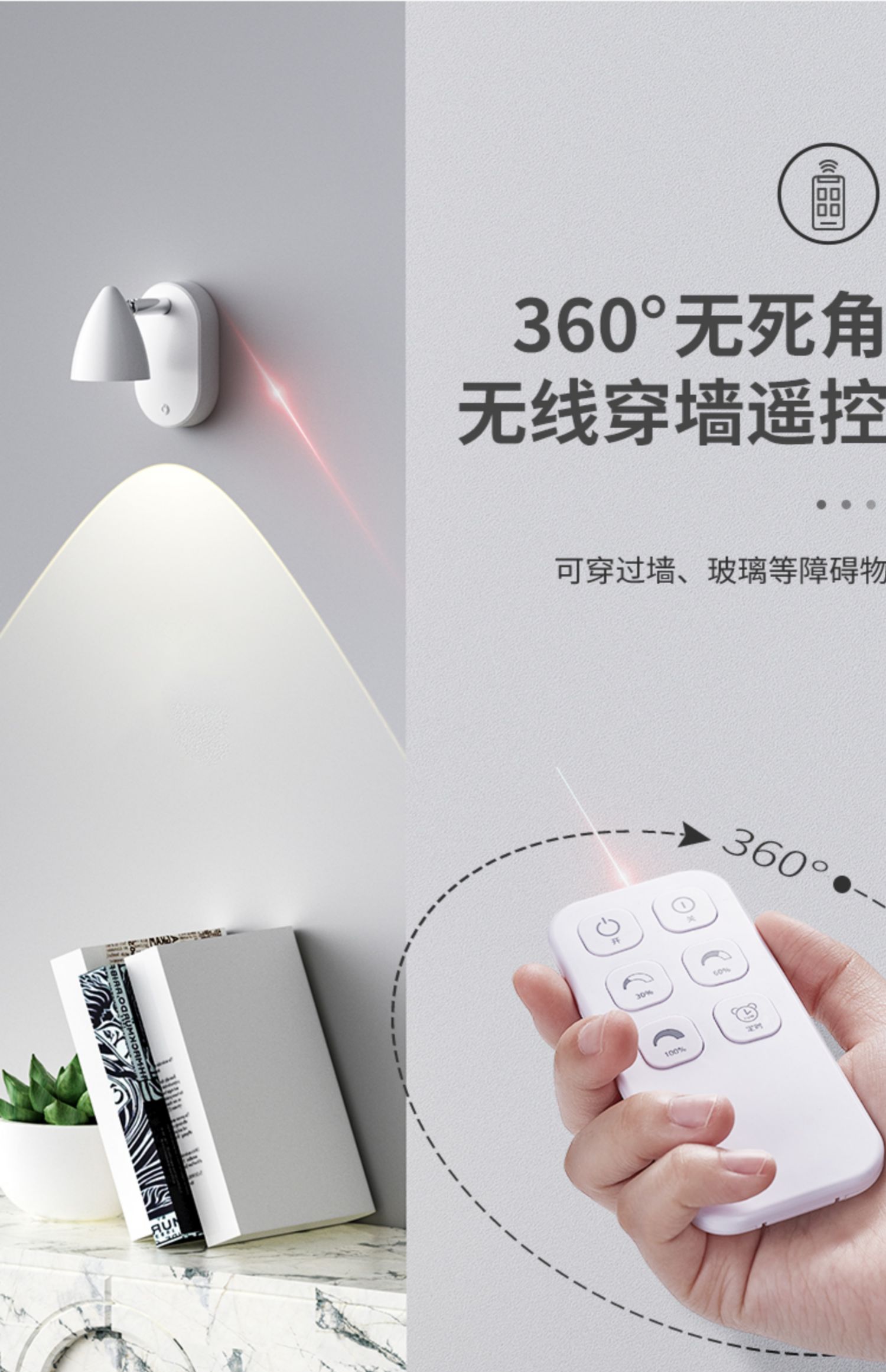 KE3C充电明装磁吸无线遥控墙壁感应小山丘led射灯免详情8