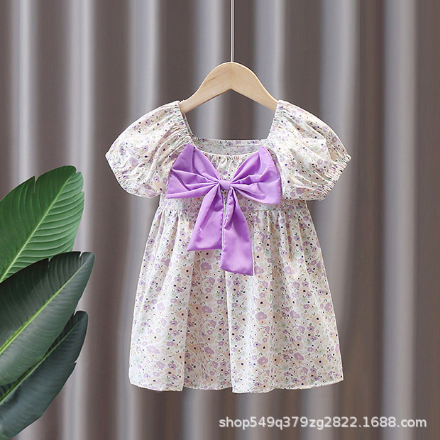 Niña vestido verano algodón floral manga burbuja niño princesa vestido verano mujer bebé vestido de verano falda manga corta pic 7