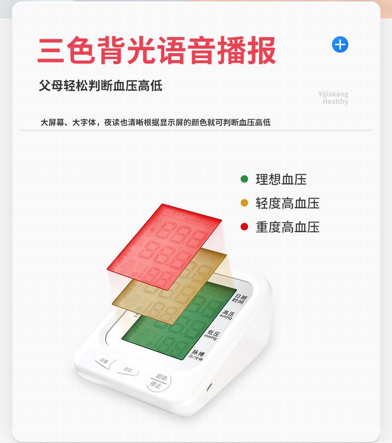 外贸新品监护仪电子血压计测量仪英文语音智能高精准全自动手臂式详情8