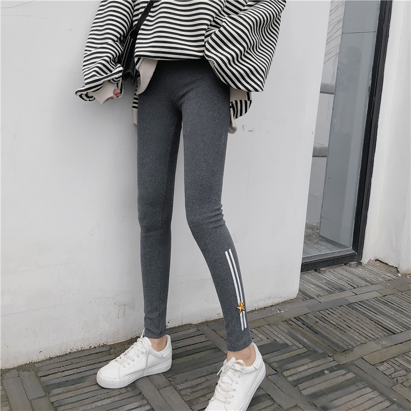 Spring new Korean-style side-striped five-star printed slimming nine-inch skinny pants pic 9