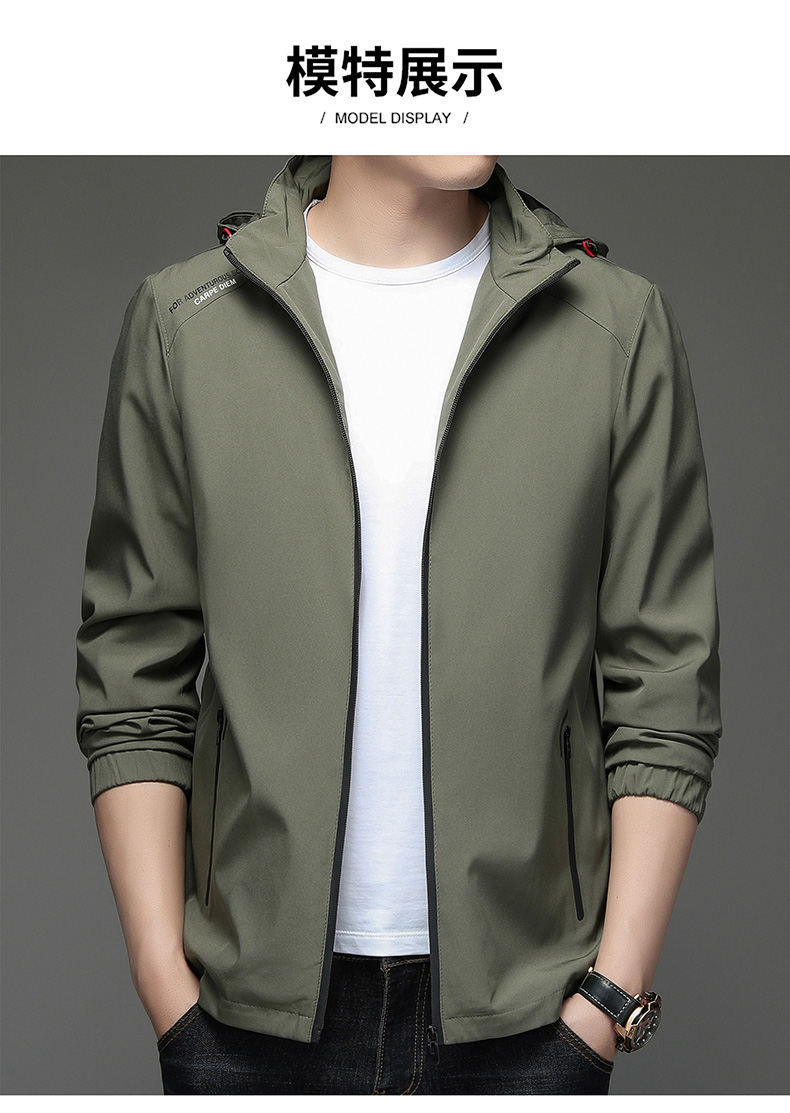 户外宽松百搭男装连帽春秋风衣外套长款大衣领域秋冲锋衣新精品详情8