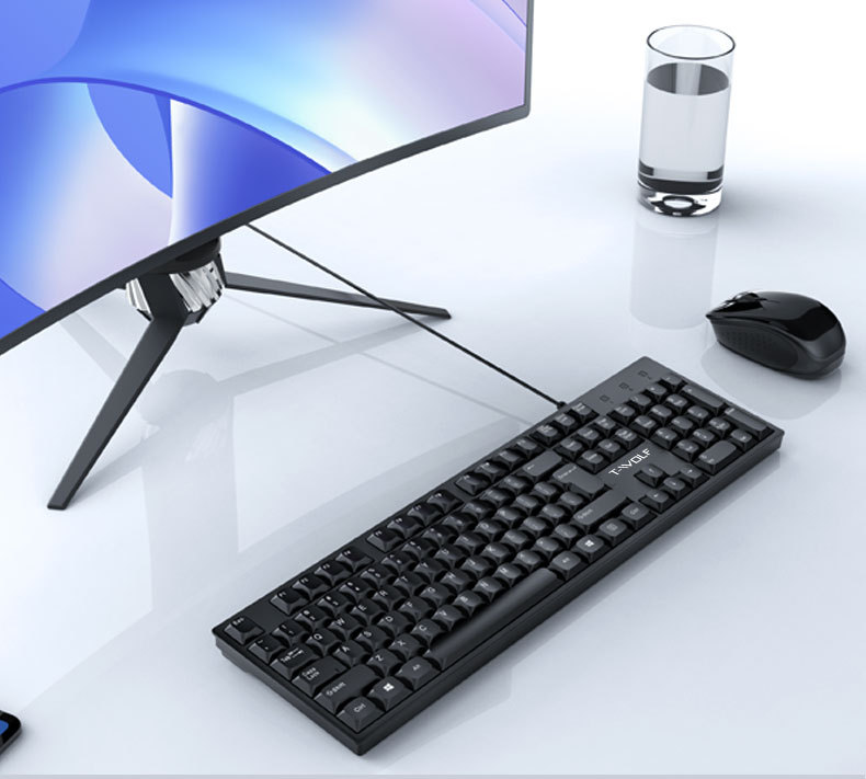 T-WOLF T15 wired keyboard computer USB business Office cheap film silent single keyboard Cross-border pic 13