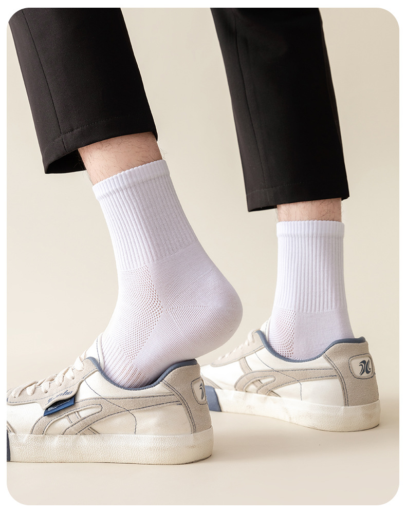 袜子地摊一件代发袜子男短袜春夏薄款网眼透气防滑中长筒袜一次性纯色棉袜女士船袜一件代发详情10