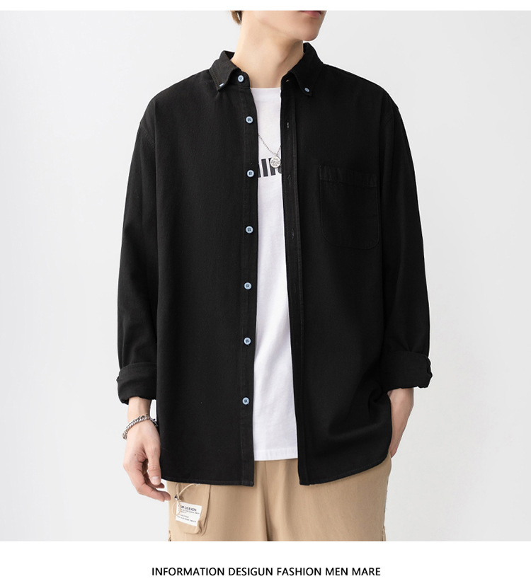 牛仔衬衫长袖男士帅气复古工装衬衣薄款日系休闲牛仔衣外套男款潮详情24