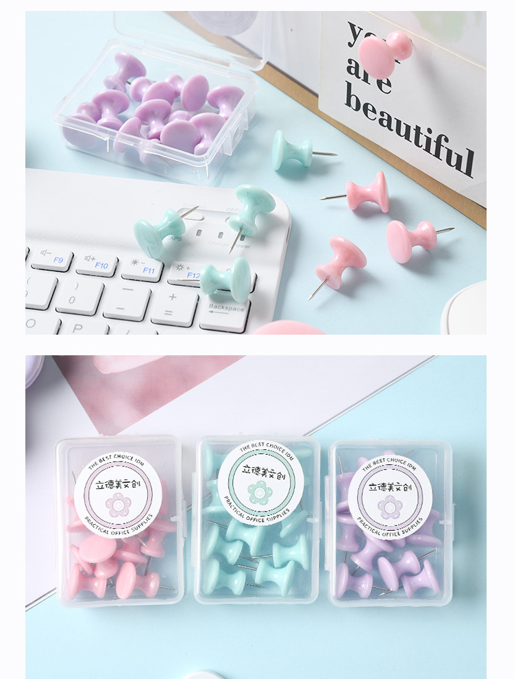 Lidemei Cultural and Creative Fresh Macaron Office Supplies Small Box, Long Tail clip, stapler, Paperclip binding set pic 17