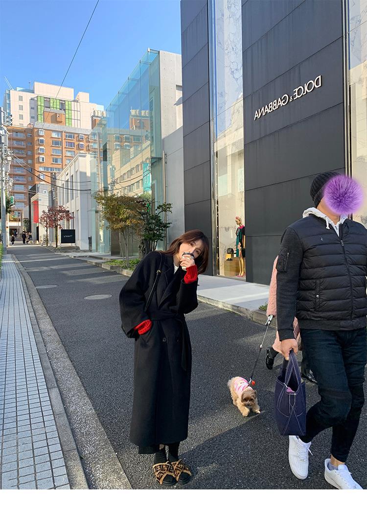 反季驼色呢子双面羊绒大衣女中长款2022年秋冬季韩系温柔毛呢外套详情36