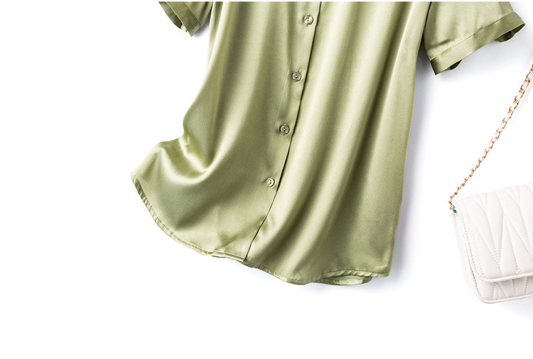 Silk short-sleeved shirt, a new summer professional shirt for women, with a unique design sense and a niche commuting top made of mulberry silk pic 43