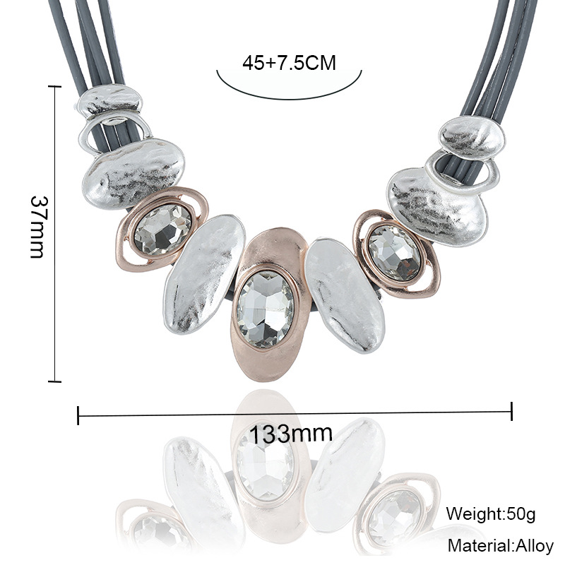 亚马逊外贸新款不规则项链锁骨链女士金属短款复古简约项链批发详情6