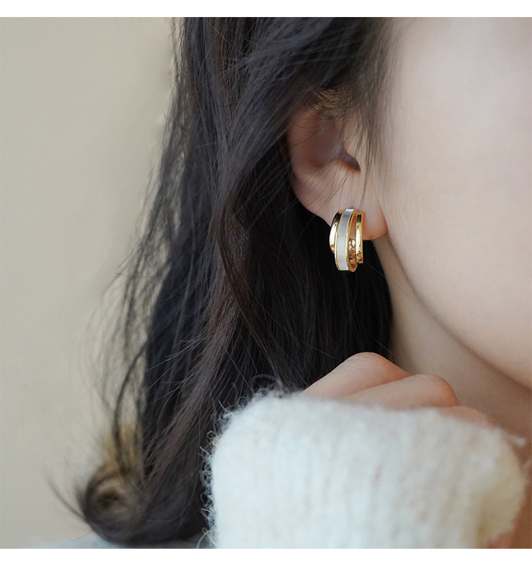 法式贝母耳环轻奢高级感小众精致气质耳钉金属贝壳耳饰品银针批发详情13