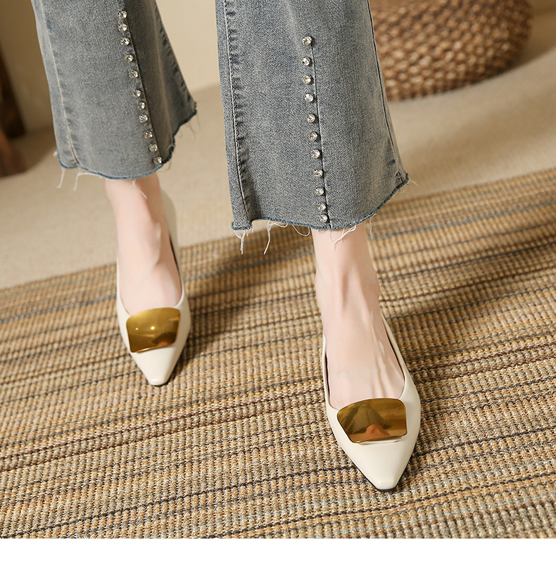 网红法式低跟单鞋女新款气质方扣软皮不磨脚平底鞋百搭浅口女鞋子详情12