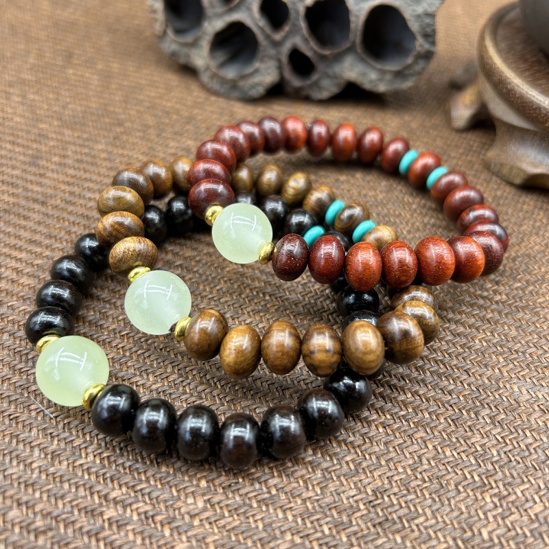 黑檀血檀木算盘珠夜光珠手串直播引流款檀香木文玩佛珠手串批发详情3