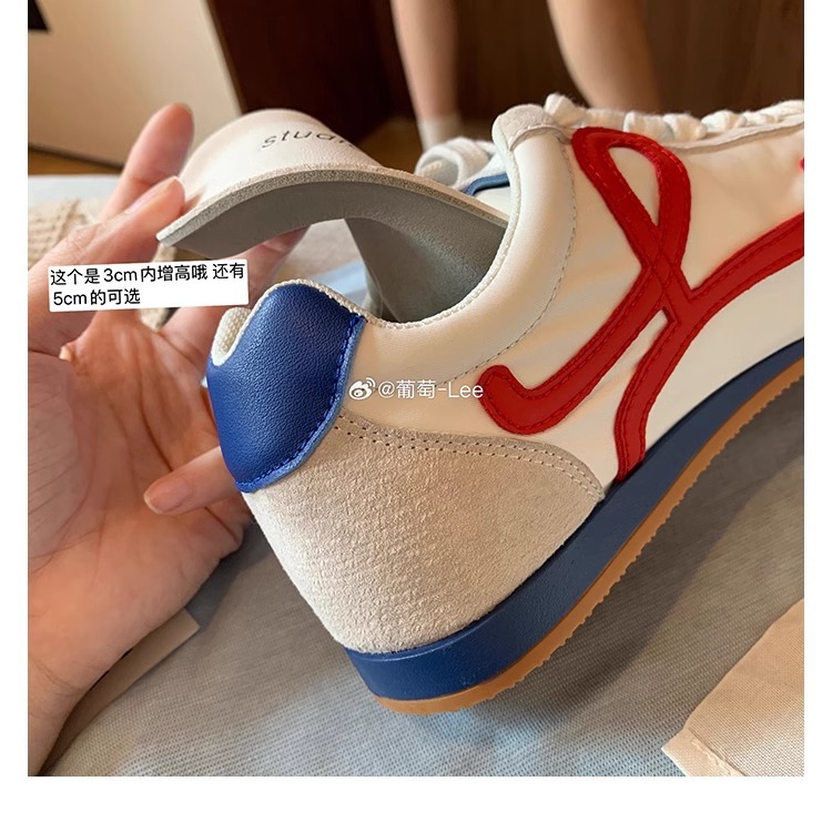 葡萄妈歪头内增高德训鞋休闲风撞色拼接系带运动大头小白鞋女详情9