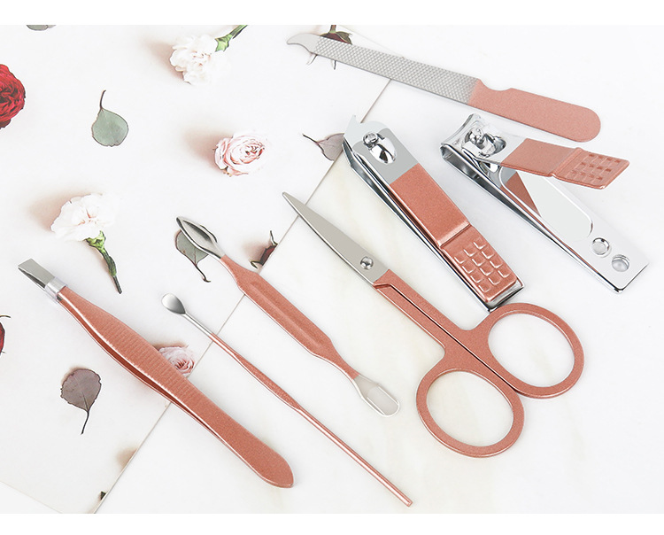 Nail clipper set, rose gold 7-piece gift nail tool, double-edge sharpened, sharp and durable nail clipper set pic 11