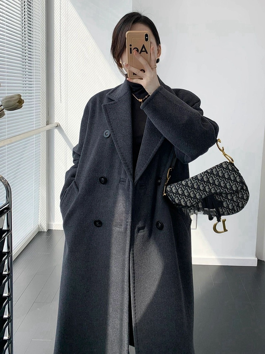 高级感大衣女冬季毛呢外套气质赫本风灰色加厚呢子小香风详情6