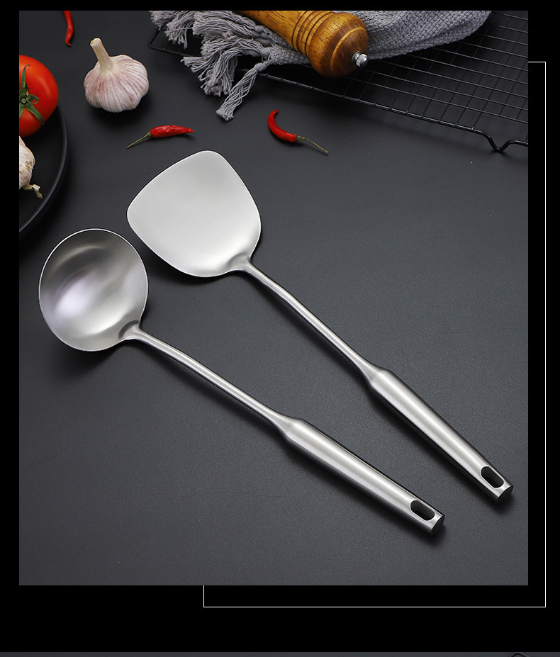 304 stainless steel spatula, strainer, stainless steel kitchenware 6-piece set, gift household kitchen set, hollow handle spatula, soup spoon, cooking spoon, spatula, kitchenware, kitchen tools, kitchenware set pic 14