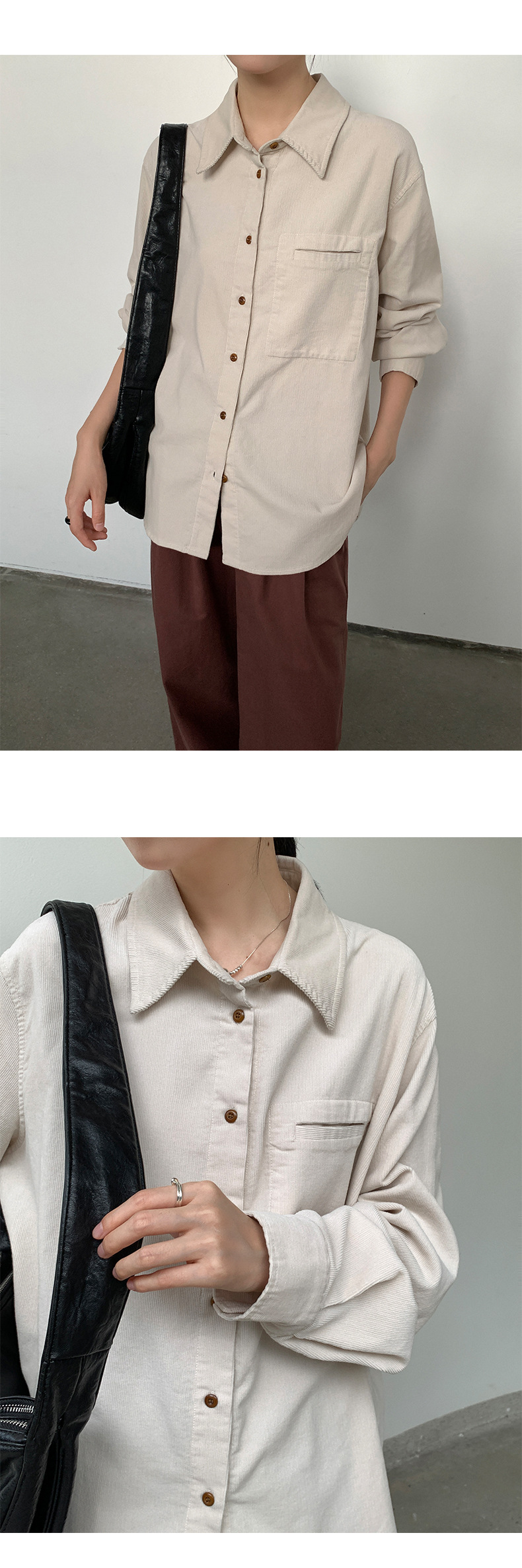 6UP2024早秋韩系全棉绒面衬衫广州13行新款极简慵懒休闲ins90222详情11