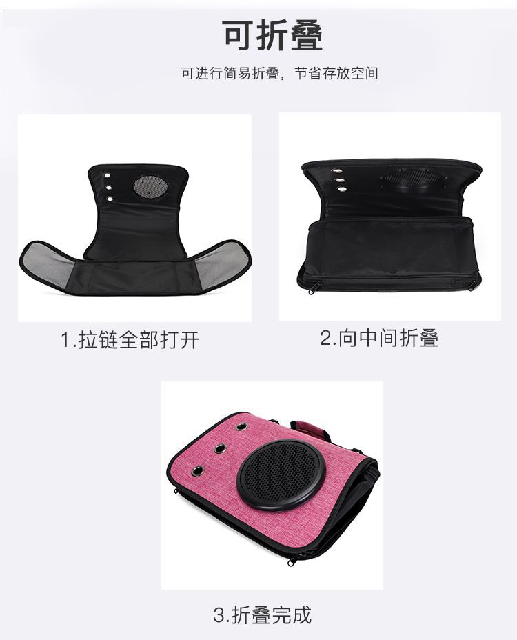 外出新款便携单肩背包手提透明宠物折叠猫咪狗狗太空舱透气外带详情30