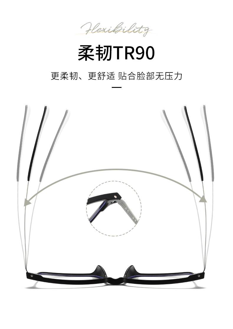 TR90 steel temple, suitable for both men and women, retro square frame, gold and rubber hybrid spectacle frame, can be paired with myopia glasses 81345 pic 4