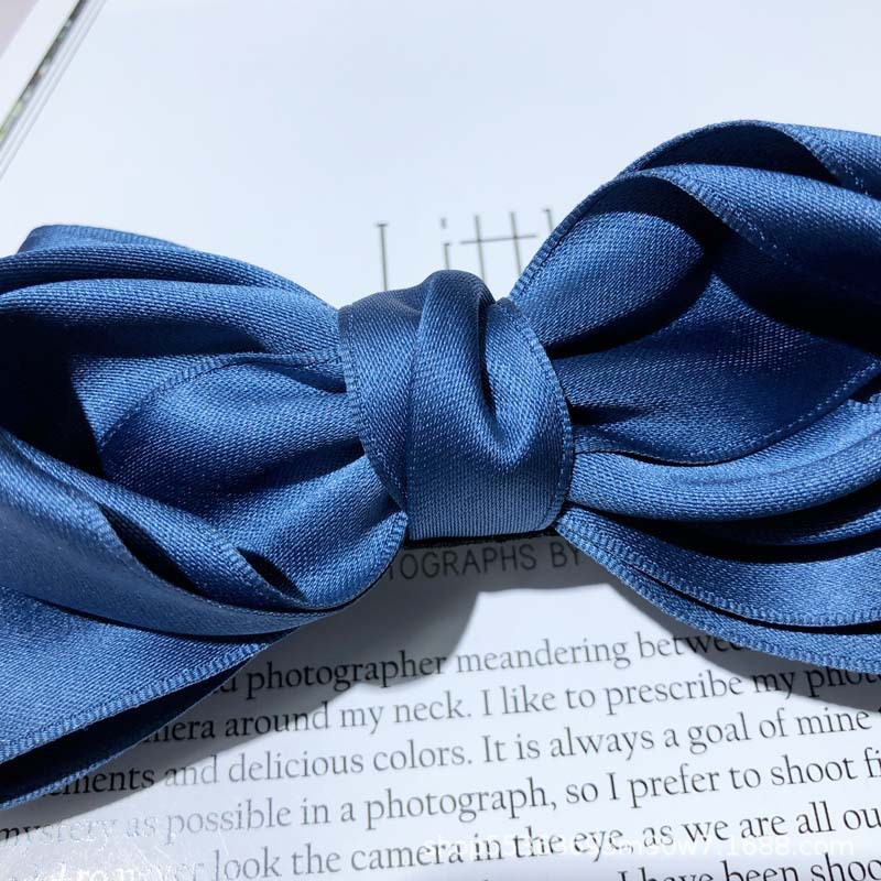Japanese and Korean cotton ribbon solid-color bow top clip, sweet and versatile for girls, woven ribbon spring clip, ponytail clip, hair accessory and headwear pic 9