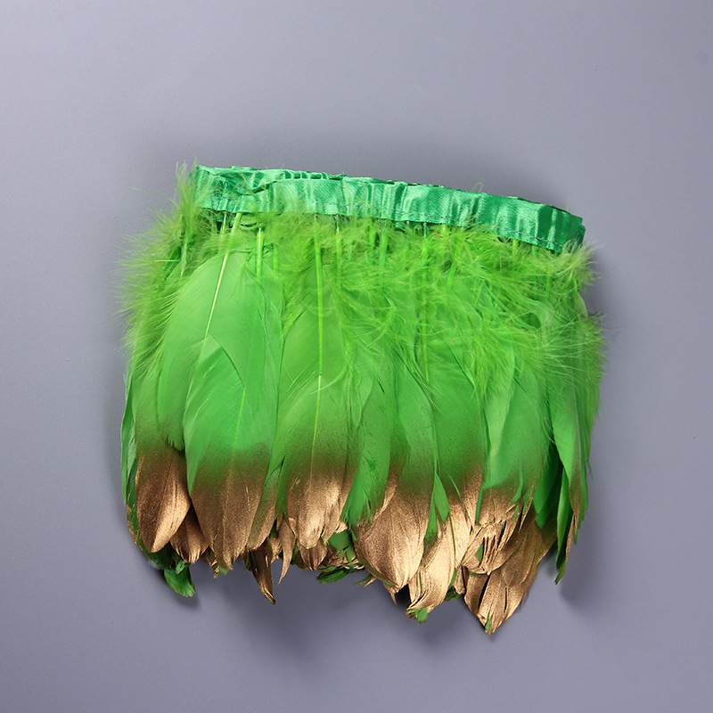 Wholesale from the manufacturer of large goose feather fabric with feather lamps, clothing accessories, DIY handicrafts, decorative colorful feather fabric edges pic 27