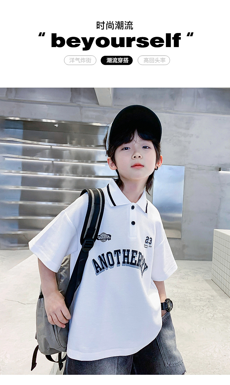 男大童夏季Polo衫运动短袖T恤2025新款儿童男孩夏装半袖冰感上衣详情1