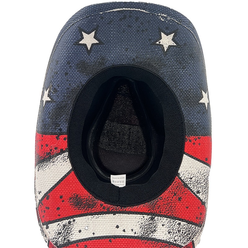 European and American western cowboy hats, cross-border American flag cowboy hats, paper straw hats, casual, retro and versatile sun hats pic 9