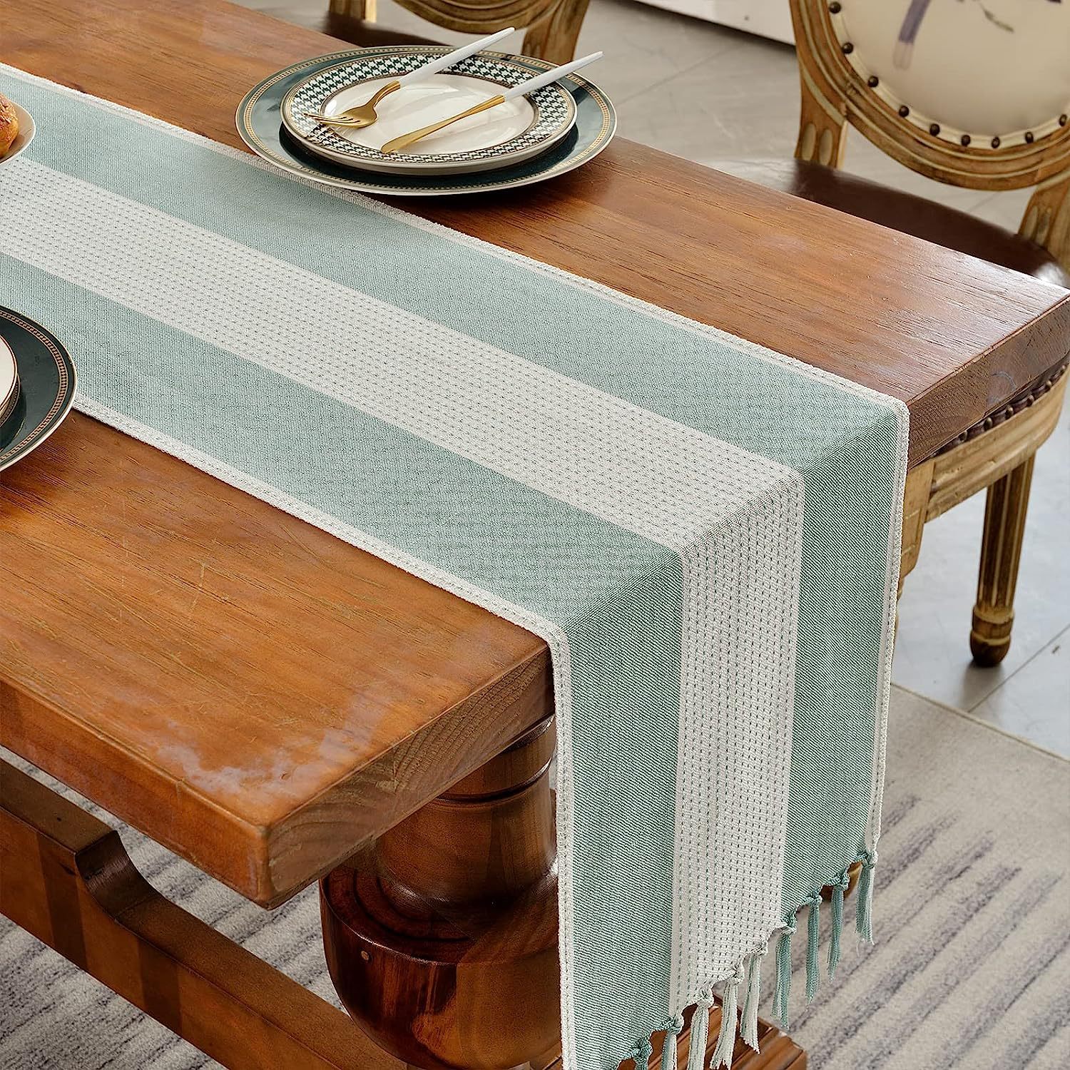 Cross-border factory direct supply table flags, American color-blocked striped tablecloths, Nordic coffee tables, long bed flags, shoe cabinet flags, tea flags pic 13