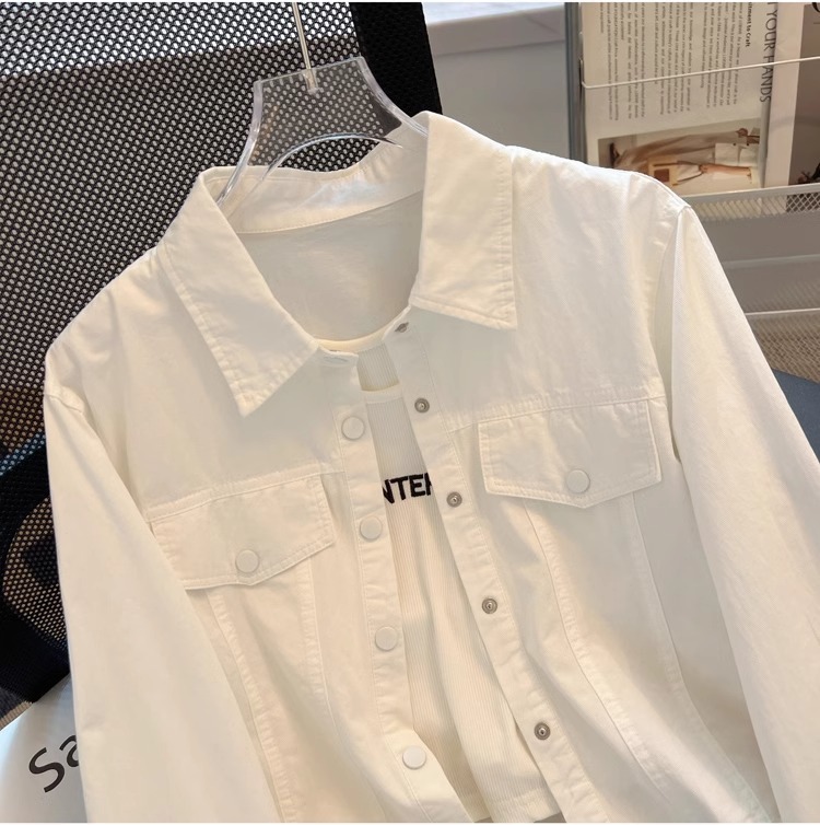 Polo领长袖衬衫女2024春秋新款洋气时尚修身显瘦薄款衬衣外套上衣详情20