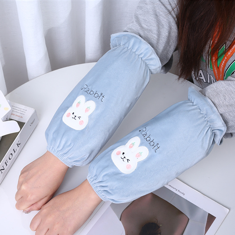 2023新款长款毛绒袖套女秋冬可爱成人套袖防脏护袖办公室袖头工作详情4