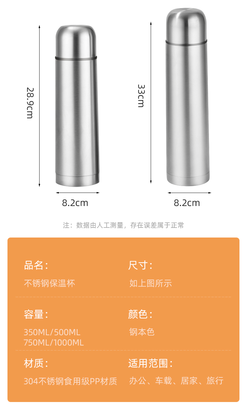Stainless steel bullet-shaped vacuum insulated cup, anti-drop household large-capacity travel water cup, outdoor portable sports water bottle pic 16