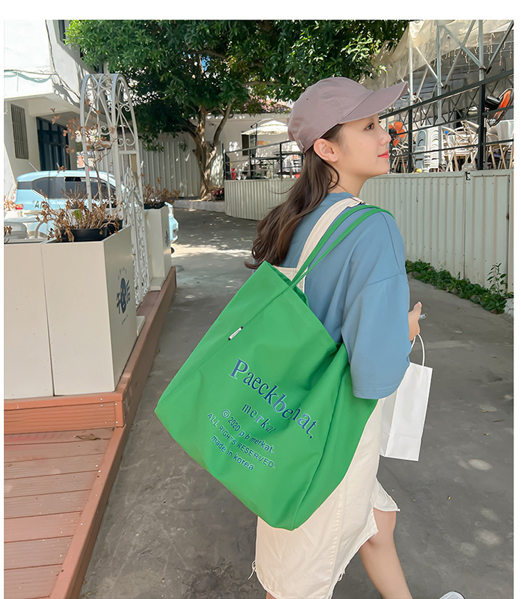 外贸潮流女包 布包新款韩版时尚简约单肩包 字母印花文艺托特包详情20