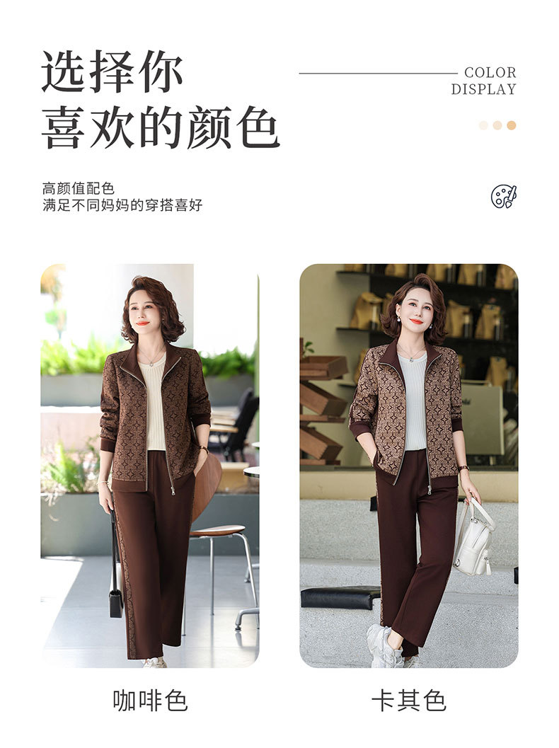 Madre de edad media otoño traje 2024 nuevo medio y viejo mujer otoño chaqueta casual abrigos moda ropa deportiva pic 23