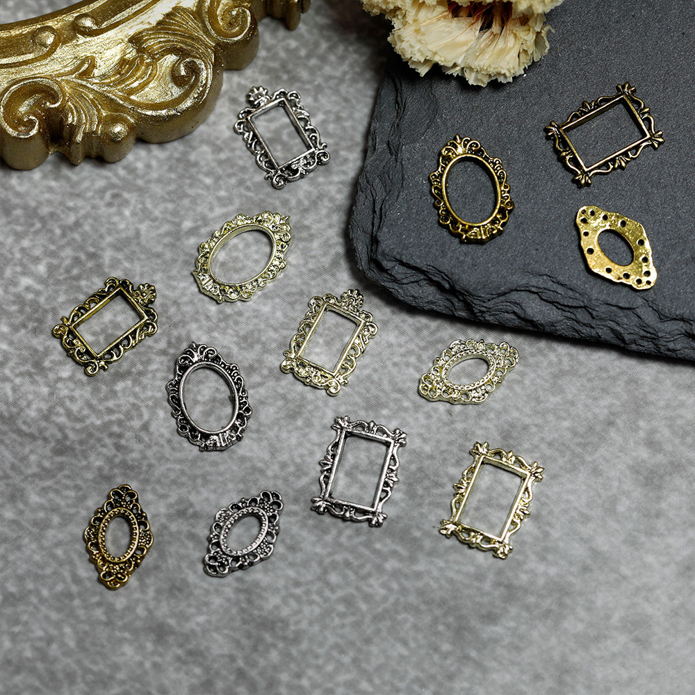 shanilak Kloxin nail art rhinestone jewelry, retro aged photo frame, alloy, Japanese and Korean style, exquisite hollowed-out DIY nail decoration bestseller pic 2